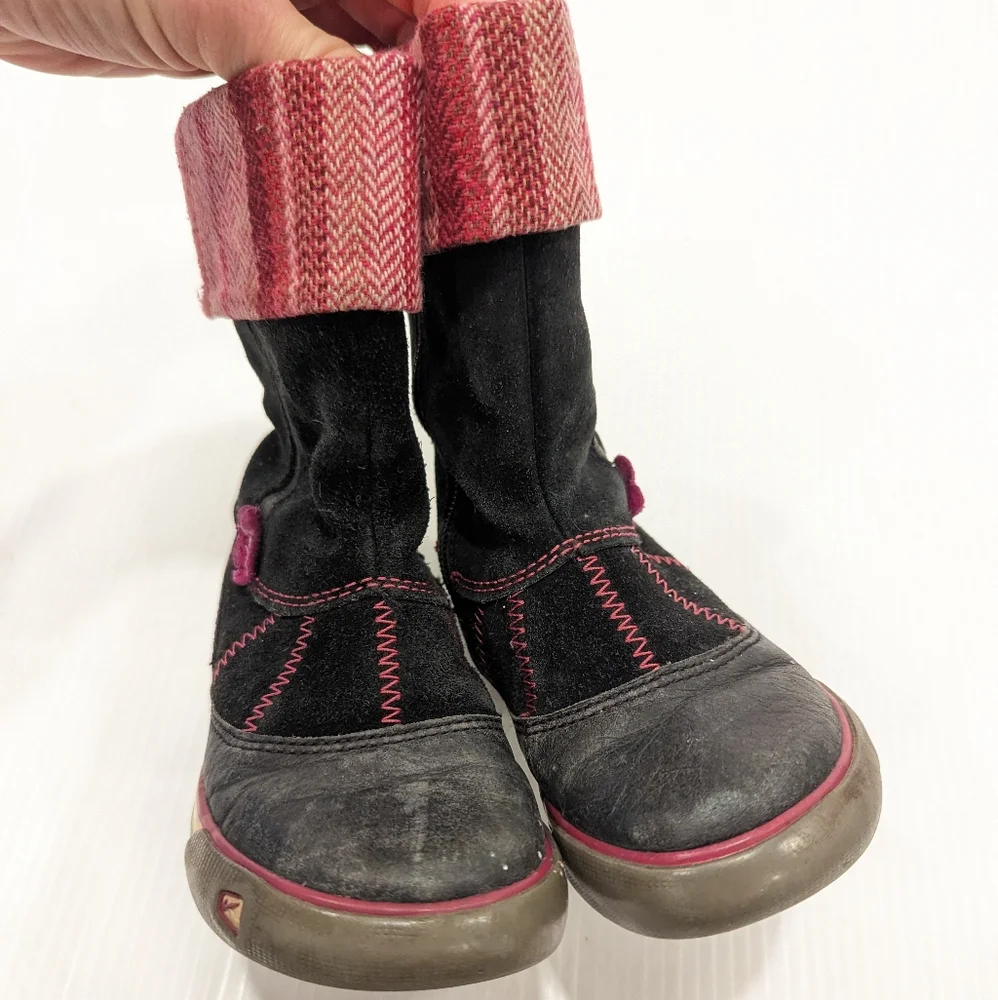 KEEN toddler girls black suede leather tall boots size 8